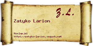 Zatyko Larion névjegykártya